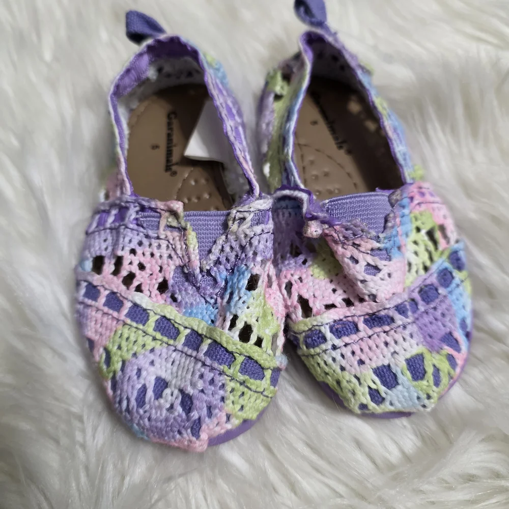 Kids Crochet Slip-On Shoes in Pastel Multi - Unbranded